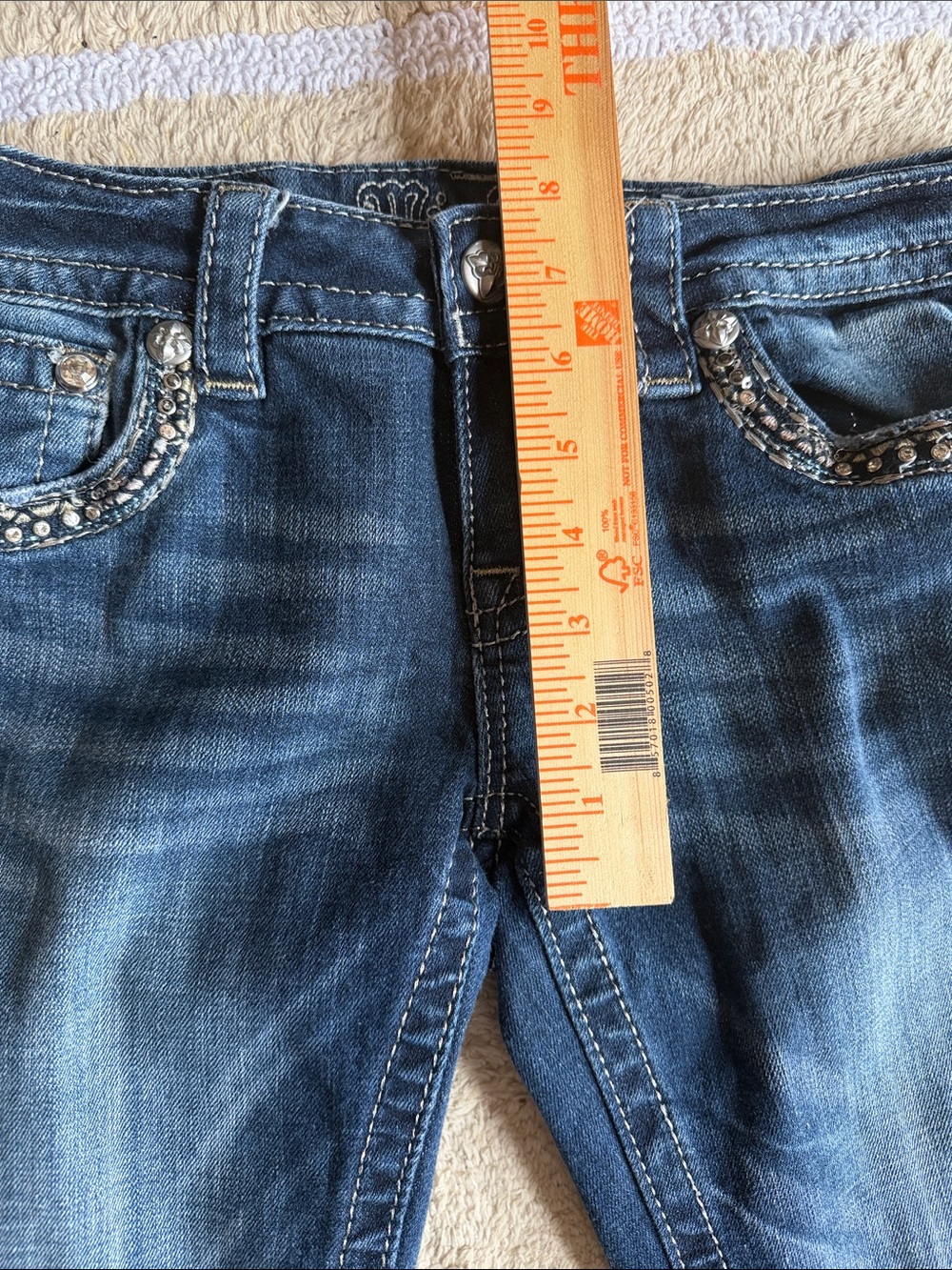 Miss Me Dark Blue Bootcut Jeans Size 26 - Picture 5 of 5